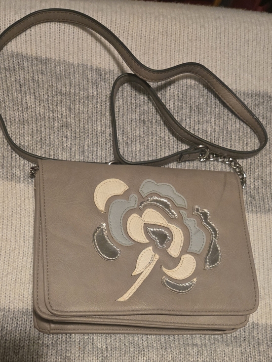 love juno Handbags - Taupe Floral Appliqué Crossbody Bag - Women